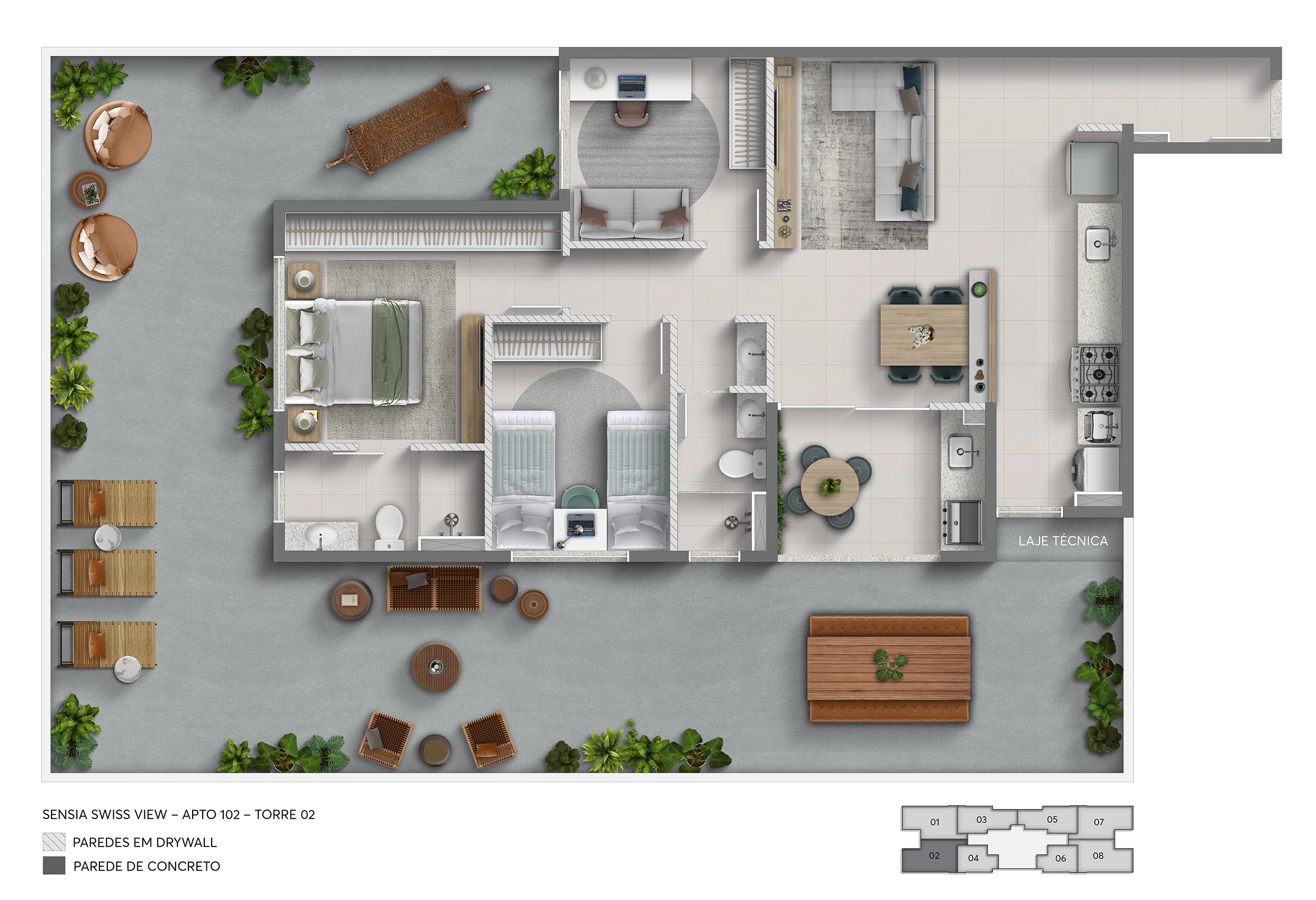 Apto com 74m² | Ponta 0