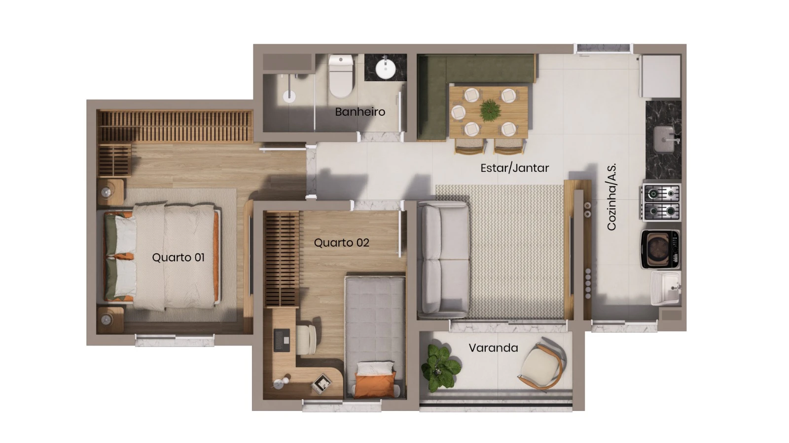 Apartamento 2 dormitórios 0
