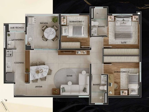 Apartamento 3 dormitórios 0