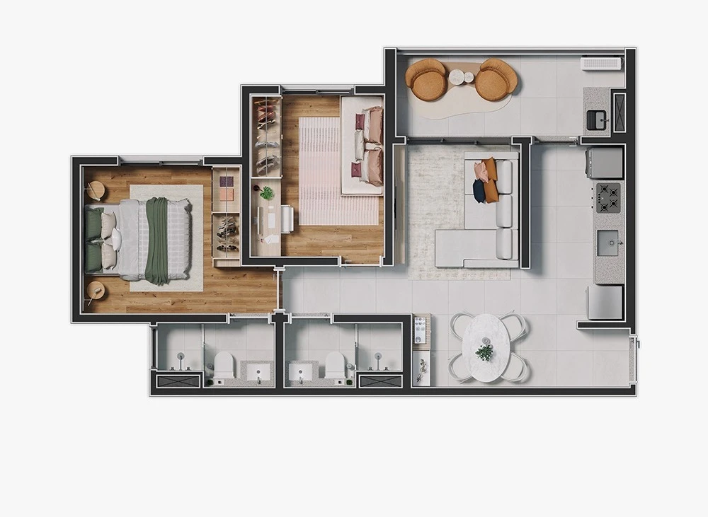 Apartamento 2 Dormitórios 0
