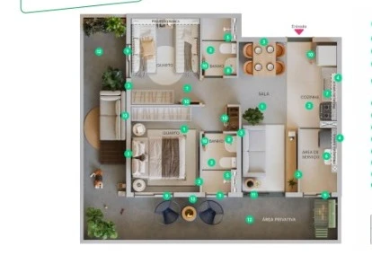 Apto com 43m² 0