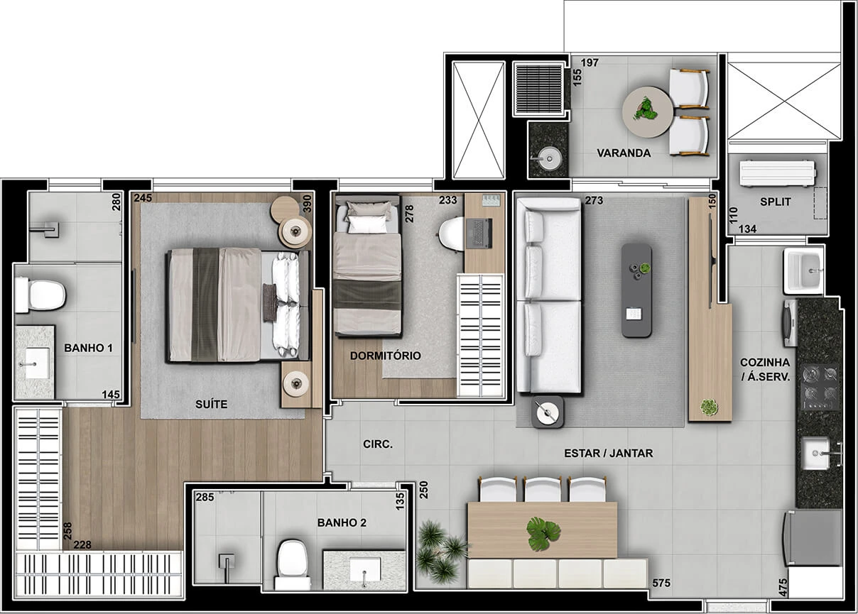 Apto com 75m² 0