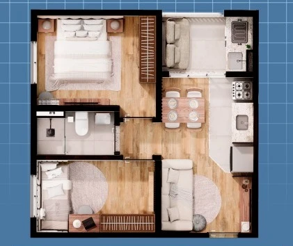 Planta 2 dormitórios 0