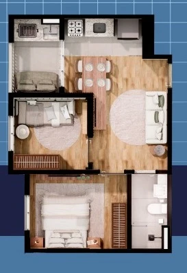 Planta 2 dormitórios 0