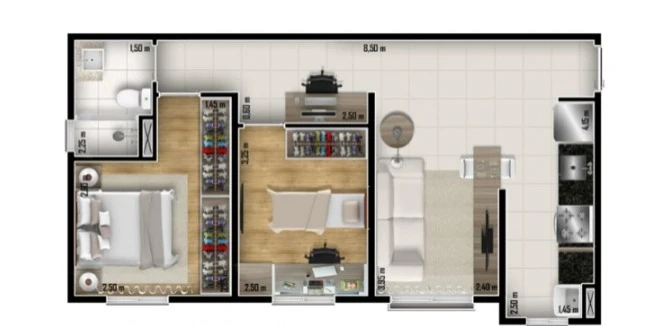 Apartamento 2 dormitórios 0