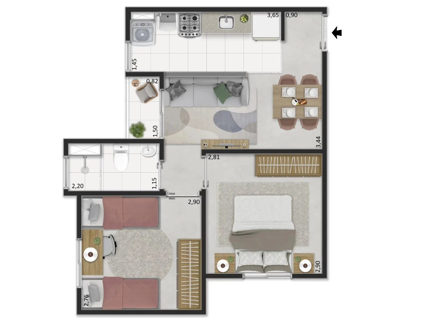 Apartamento 2 dormitórios 0