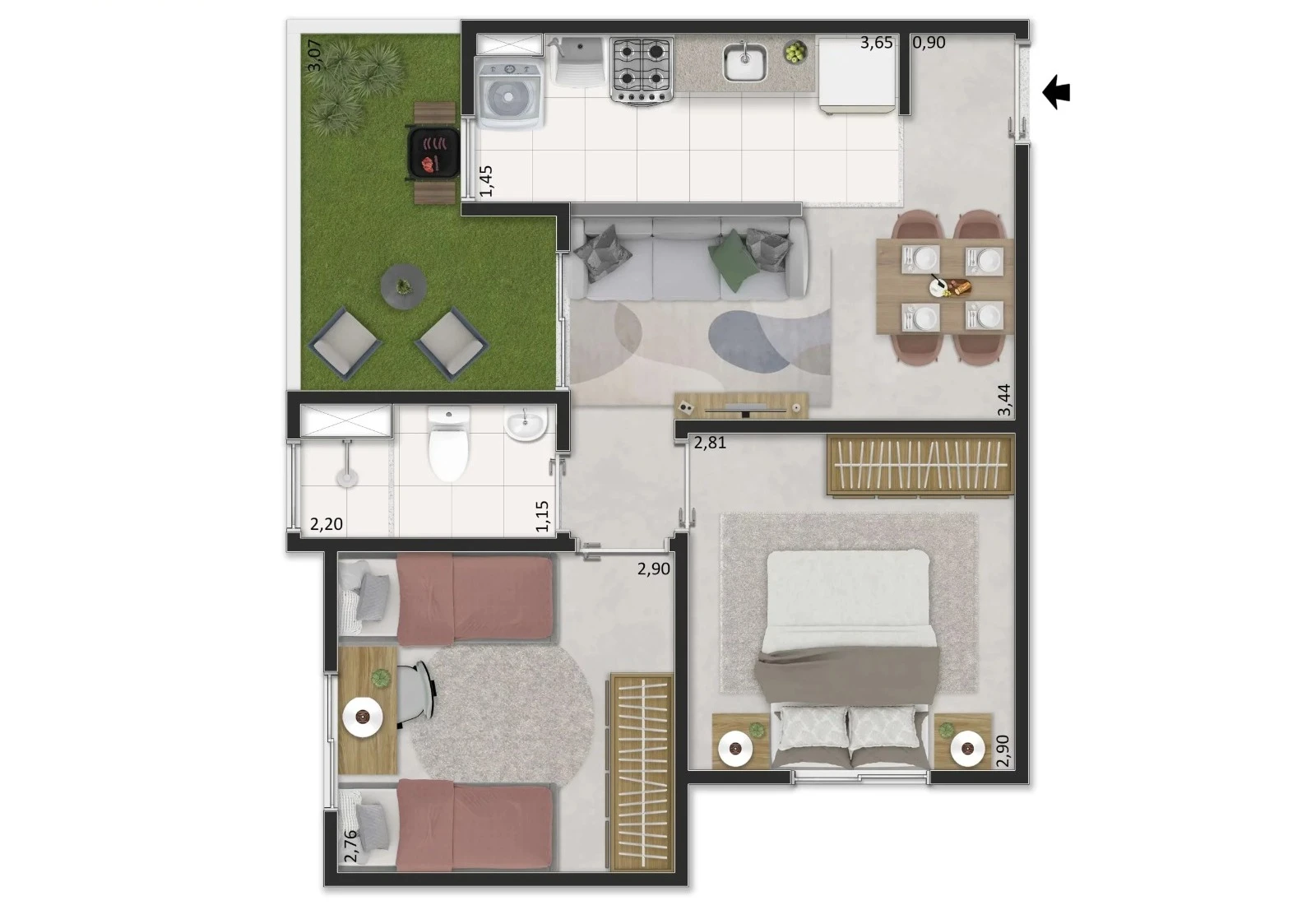 Apartamento 2 dormitórios 0