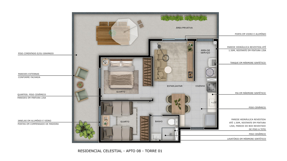 Planta com 41,34m² 0