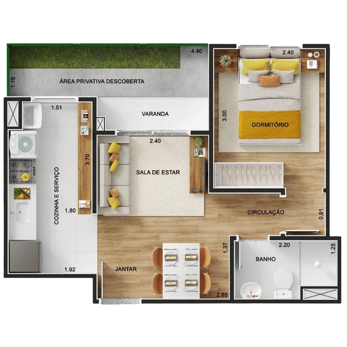 Apartamento De 1 dormitório 0