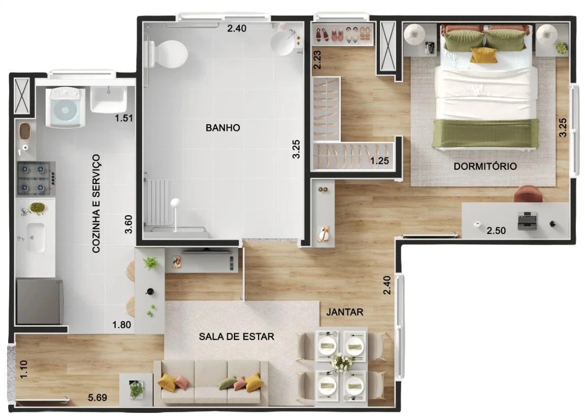 Apartamento De 1 dormitório 0