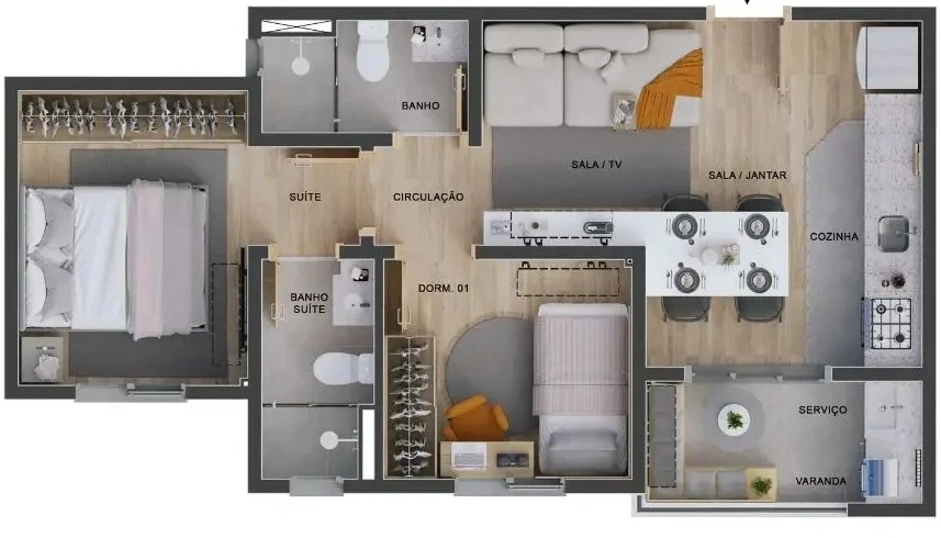 Apartamento 2 dormitórios 0