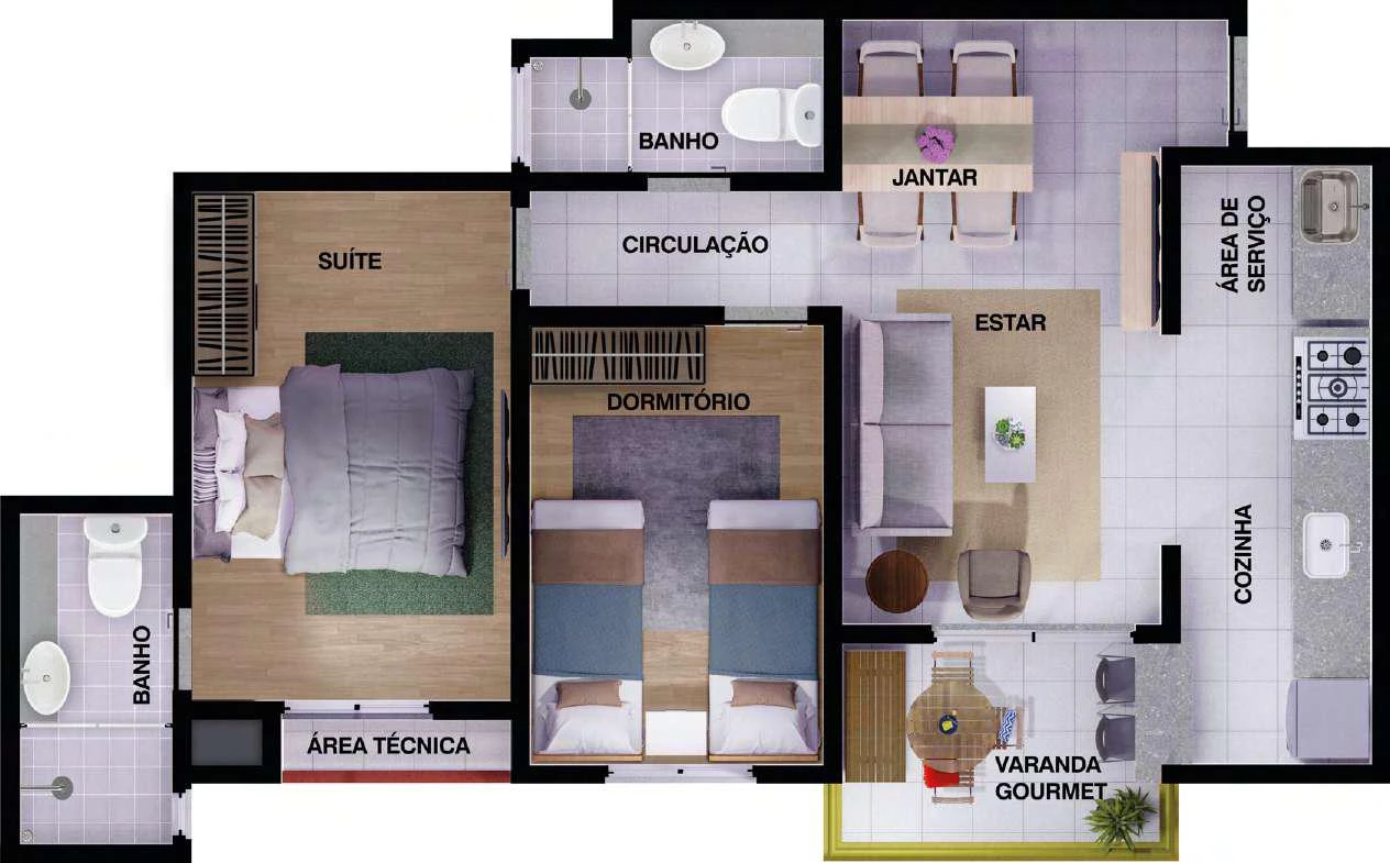 Apartamento 2 dormitórios 0