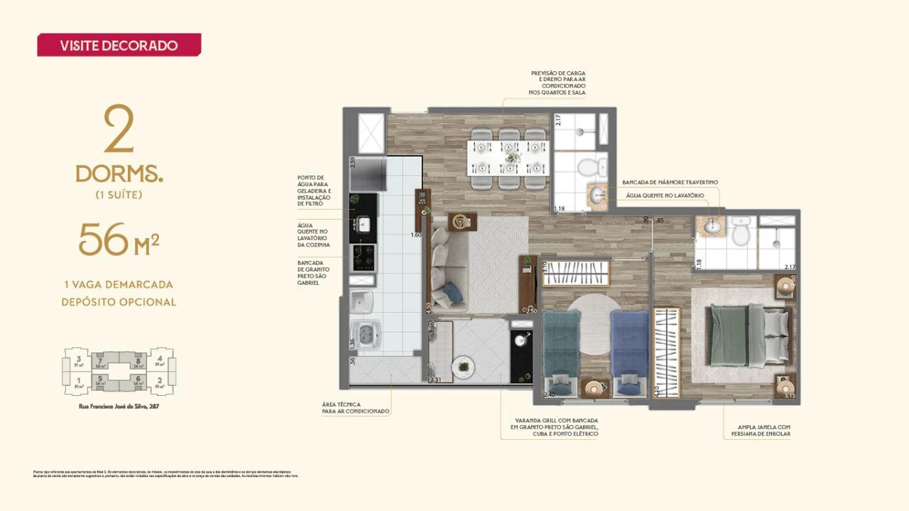 Planta com 2 dorms 0