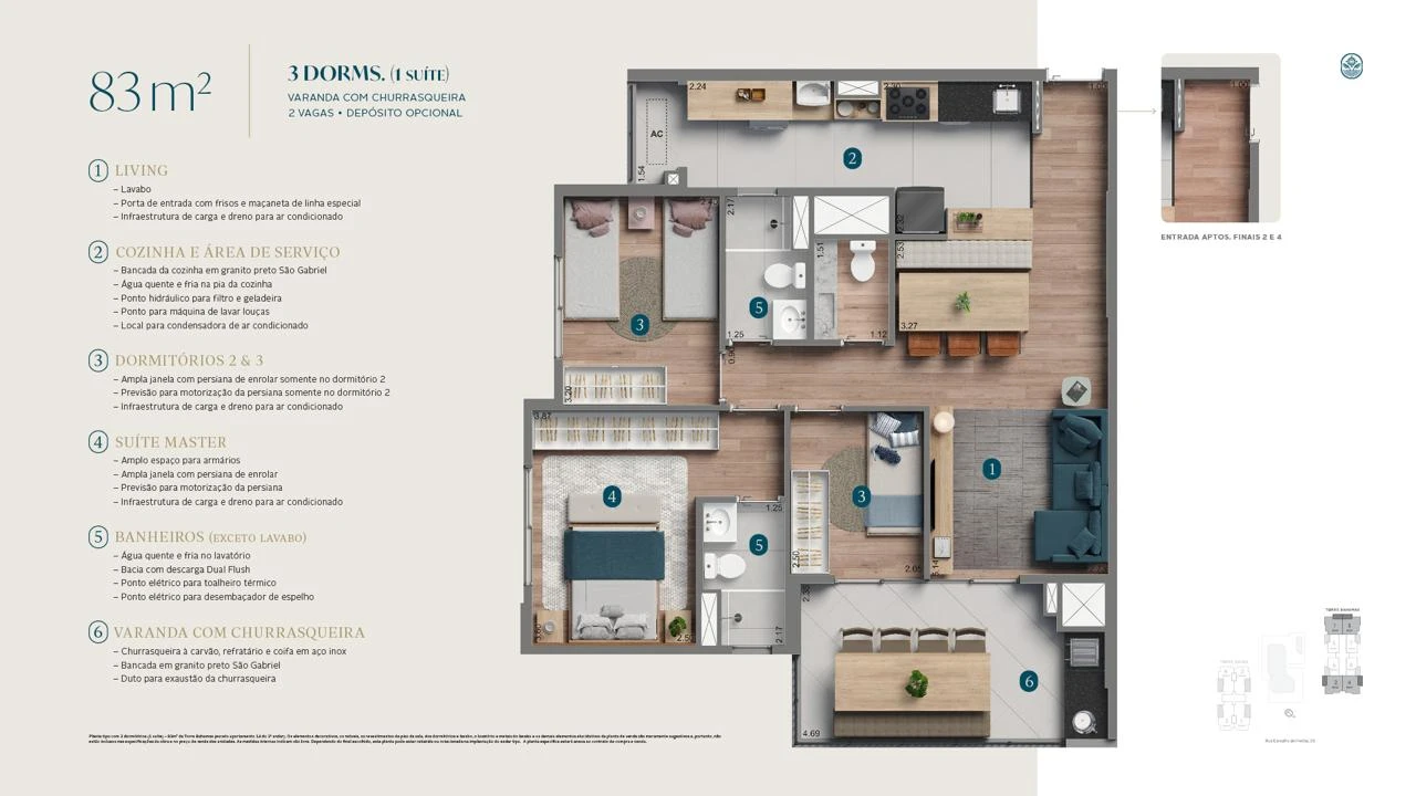 Planta com 3 Dorms 0