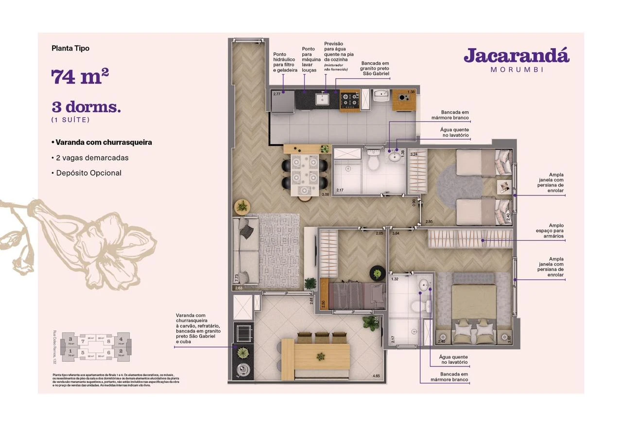 Planta com 3 dorms 0
