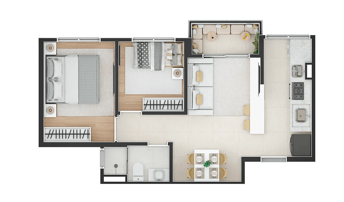 Planta de 2 Dormitórios 0