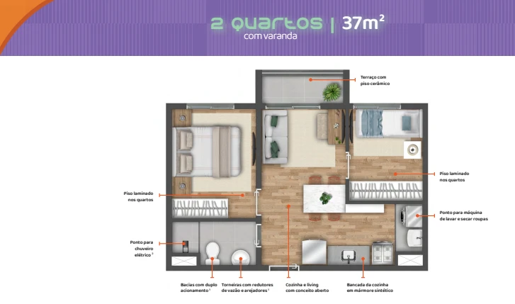 Planta de 2 Dormitórios 0