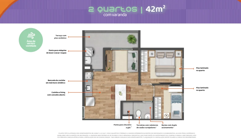 Planta de 2 Dormitórios 0