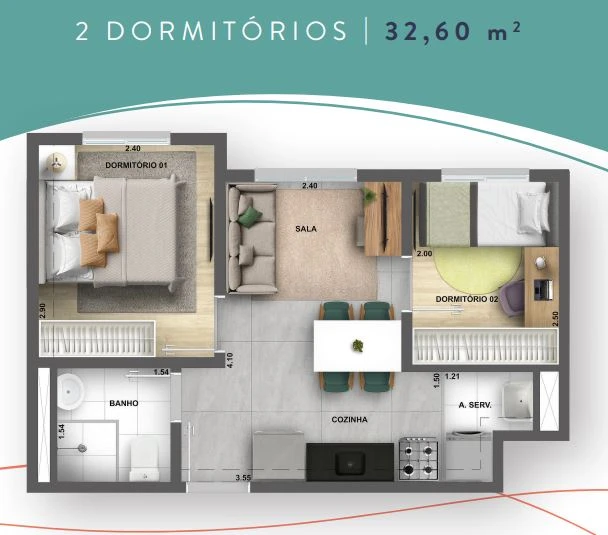 Planta de 2 Dormitórios 0