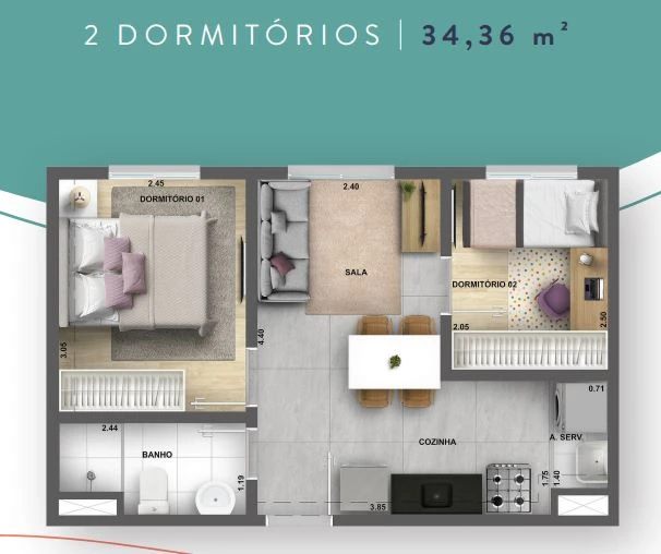 Planta de 2 Dormitórios 0