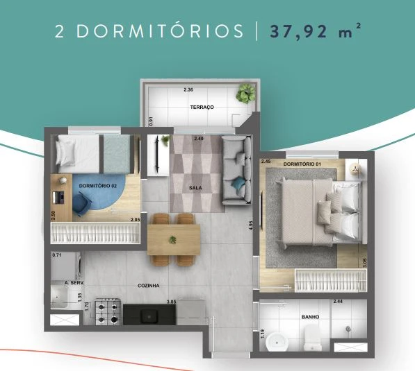 Planta de 2 Dormitórios 0