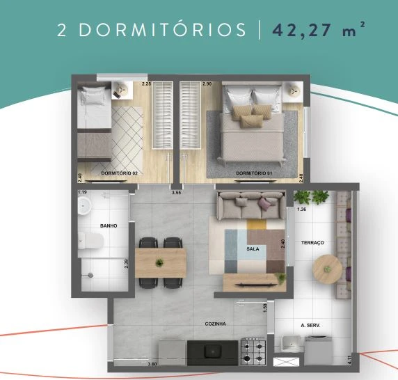 Planta de 2 Dormitórios 0