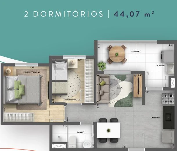 Planta de 2 Dormitórios 0