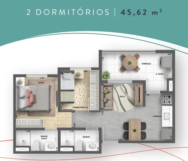 Planta de 2 Dormitórios 0