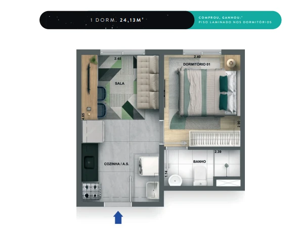 Planta de 1 Dormitórios 0