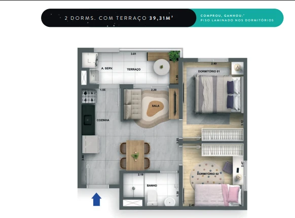 Planta de 2 Dormitórios 0