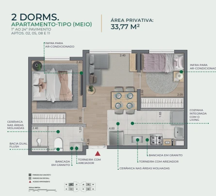 Planta de 2 Dormitórios 0