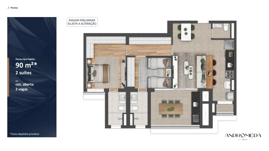 Planta de 2 Dormitórios 0