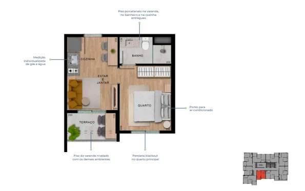 Planta de 1 Dormitórios 0