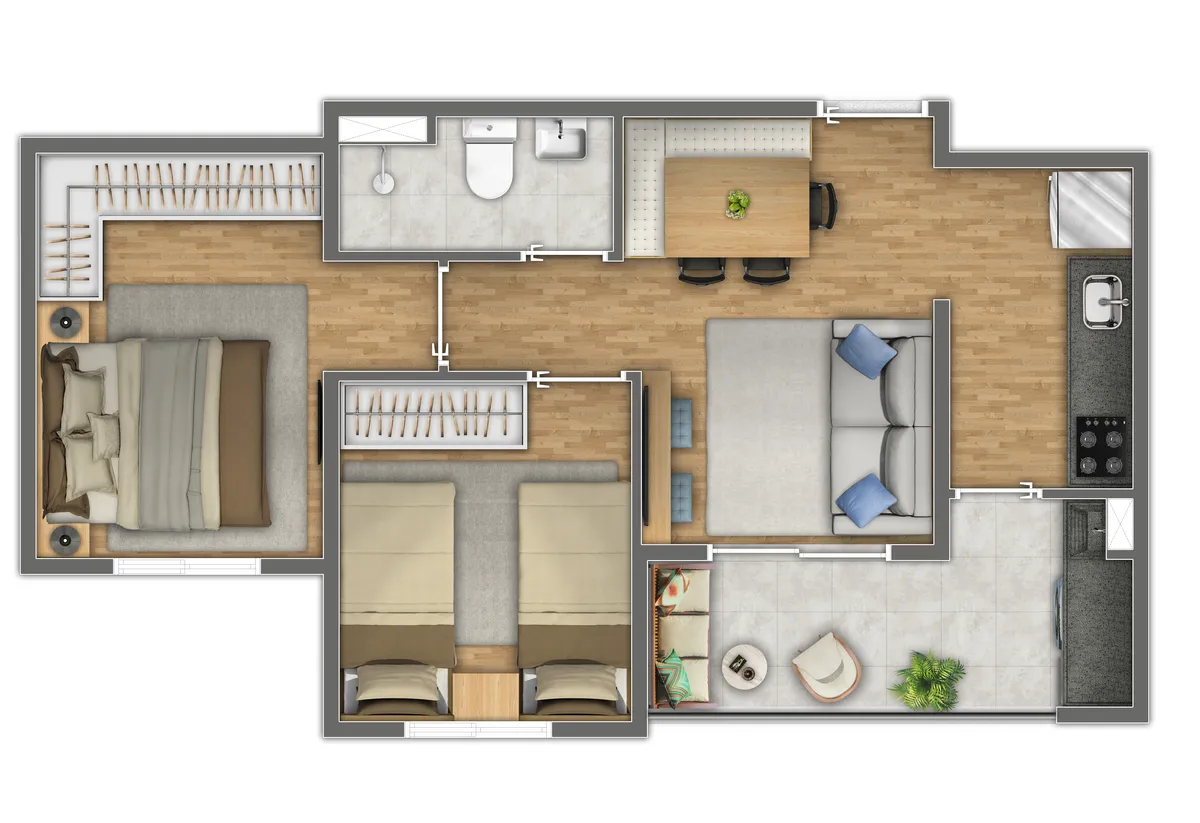 Planta de 2 Dormitórios 0