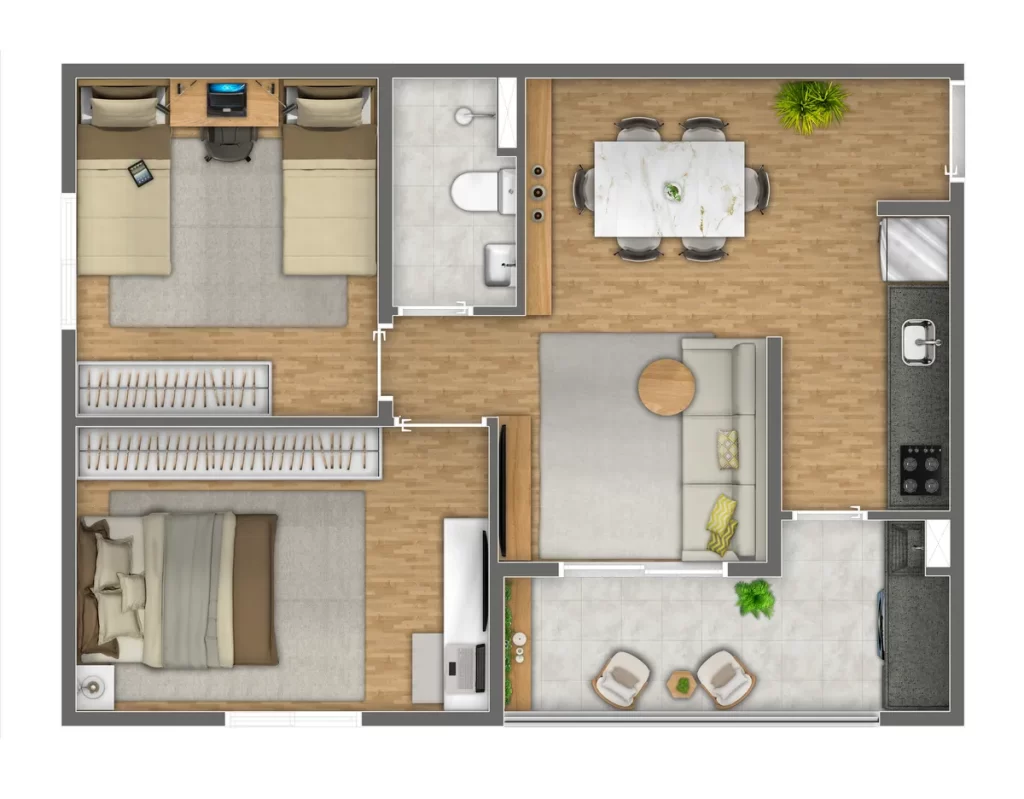 Planta de 2 Dormitórios 0