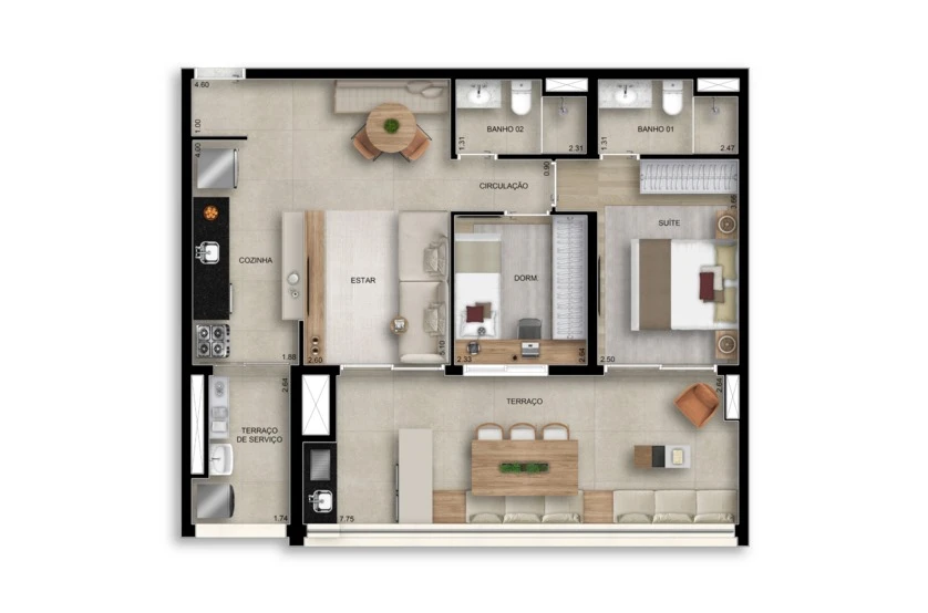 2 Dormitórios Com Suite 0