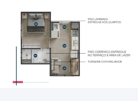 planta de 1 Dormitório 0