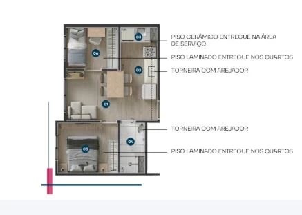 Planta de 2 Dormitórios 0
