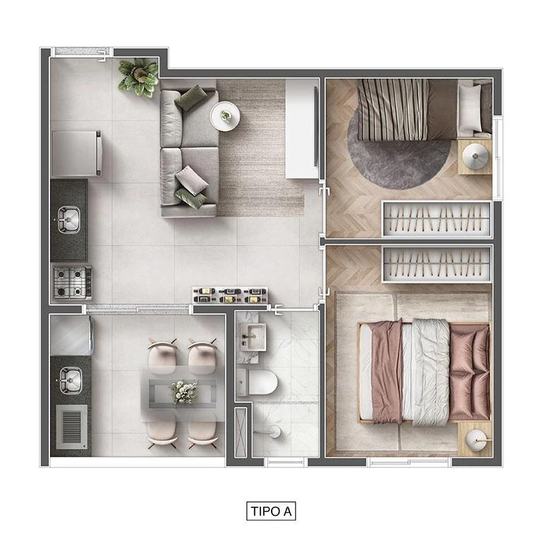 Planta de 2 Dormitórios 0