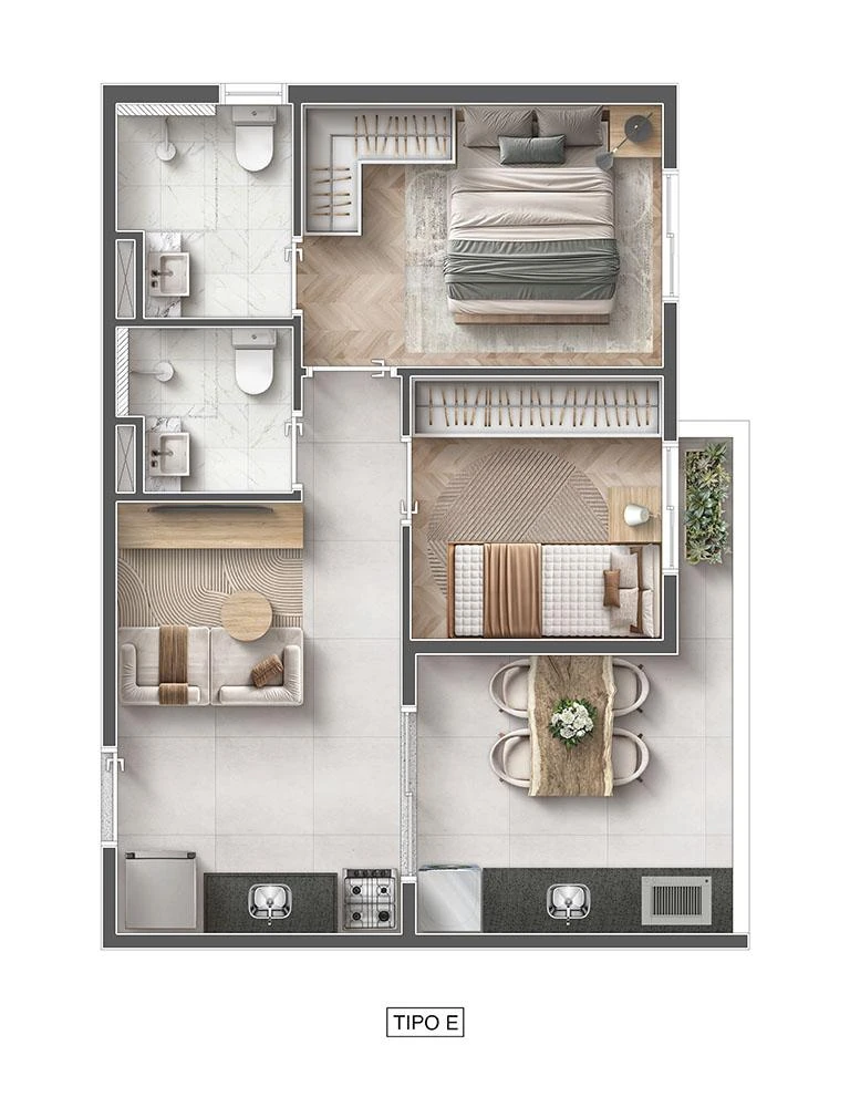 Planta de 2 Dormitórios 0