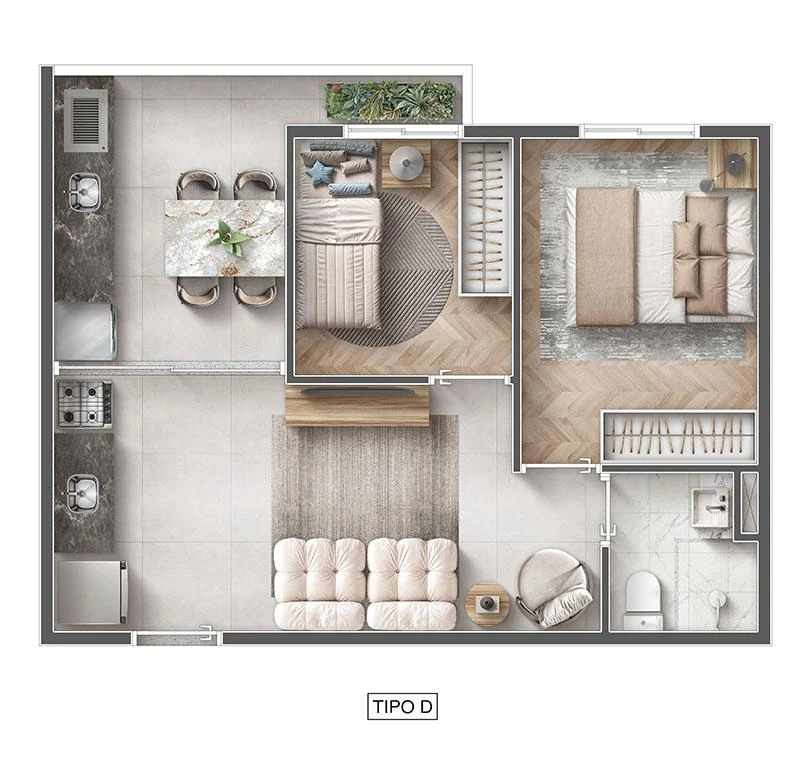 Planta de 2 Dormitórios 0