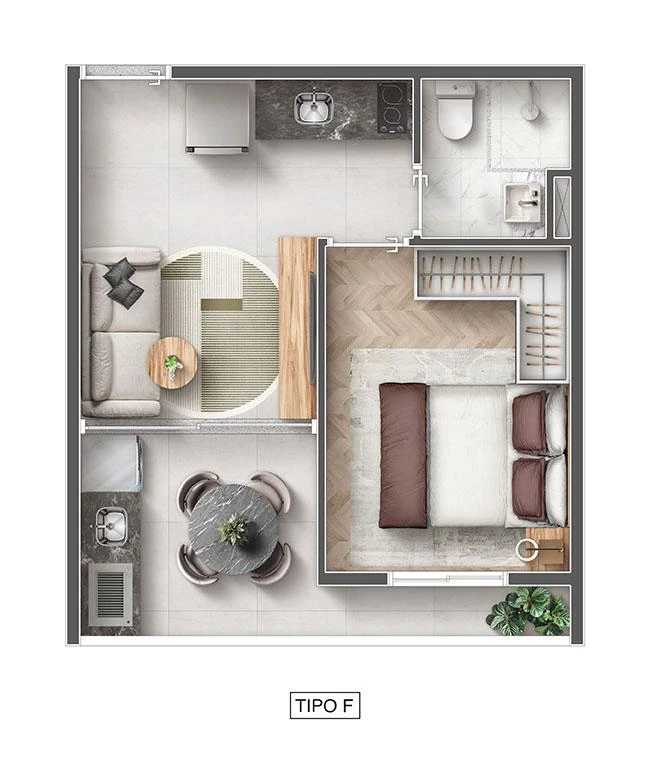 Planta de 1 Dormitórios 0