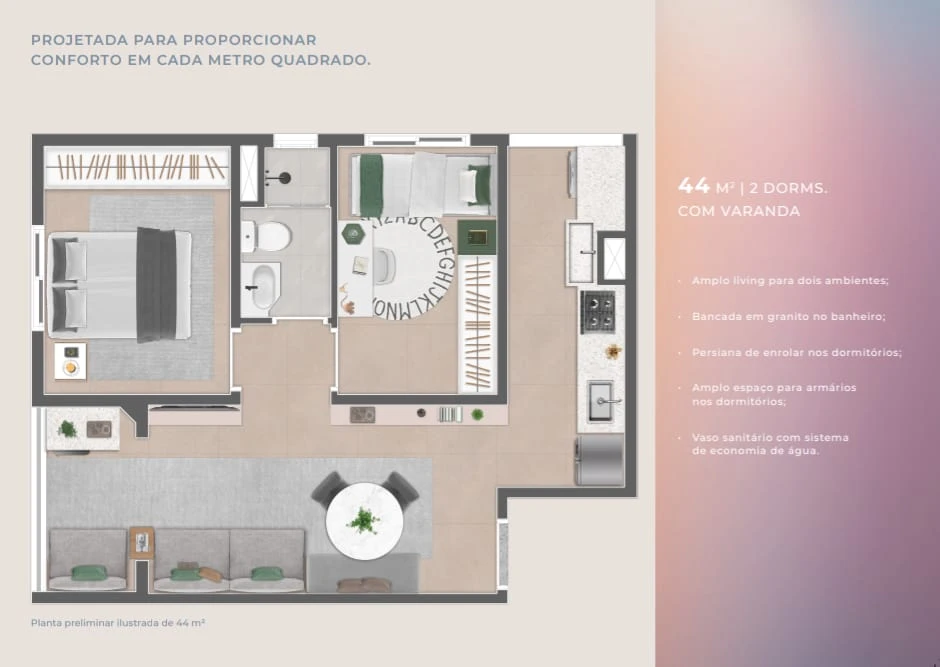 Planta de 44m² 0