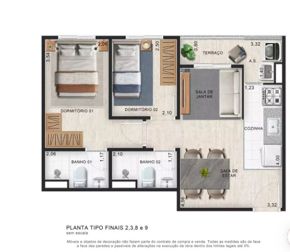 Planta de 2 Dormitórios 0