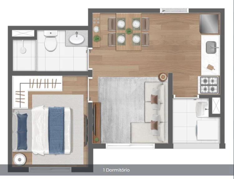 Planta de 1 Dormitórios 0