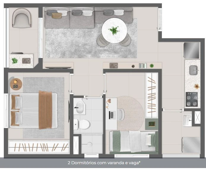 Planta de 2 Dormitórios 0