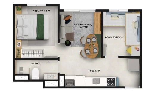 Planta de 2 Dormitórios 0