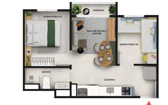 Planta de 2 Dormitórios 0