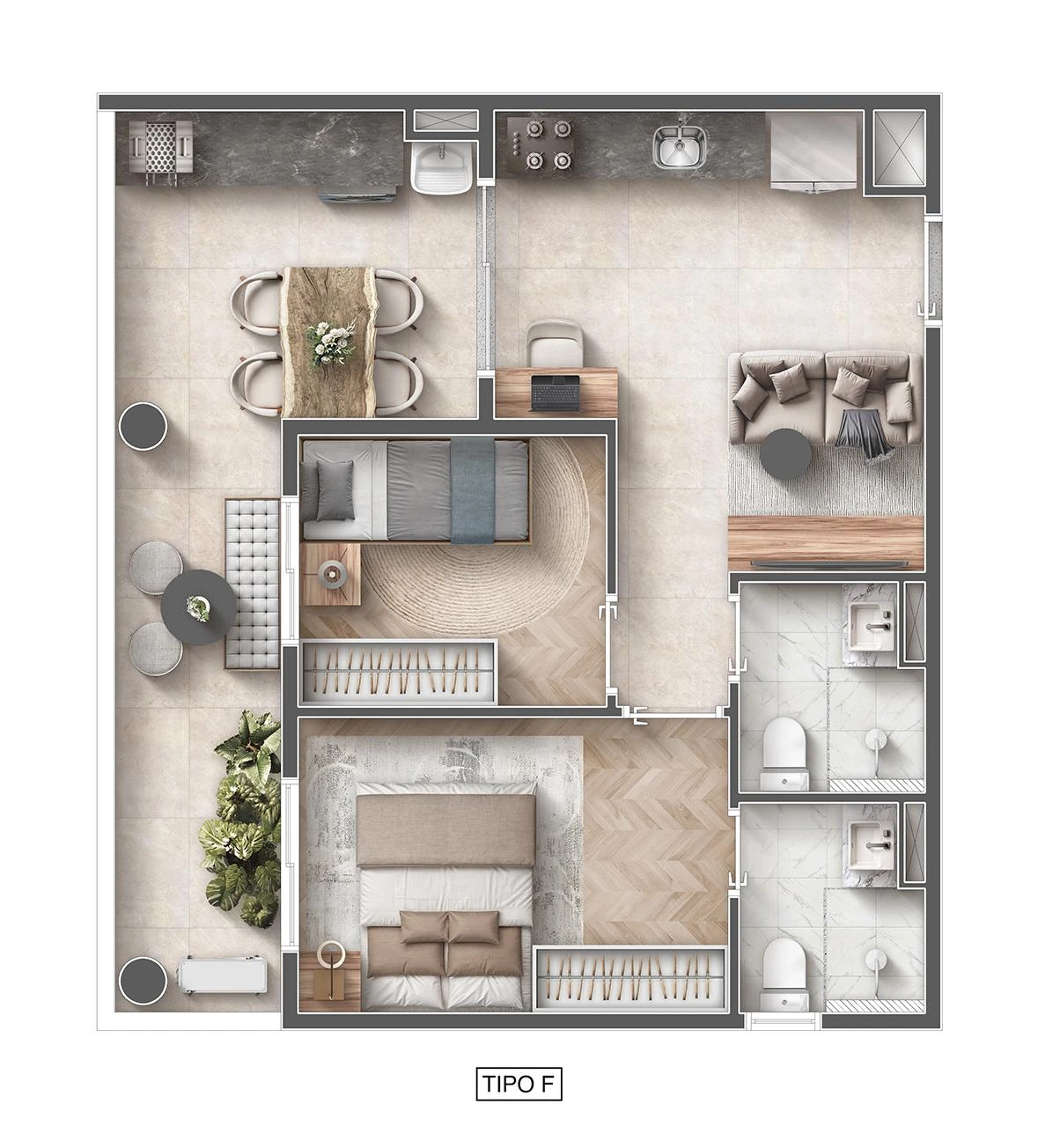 Planta de 2 Dormitórios 0