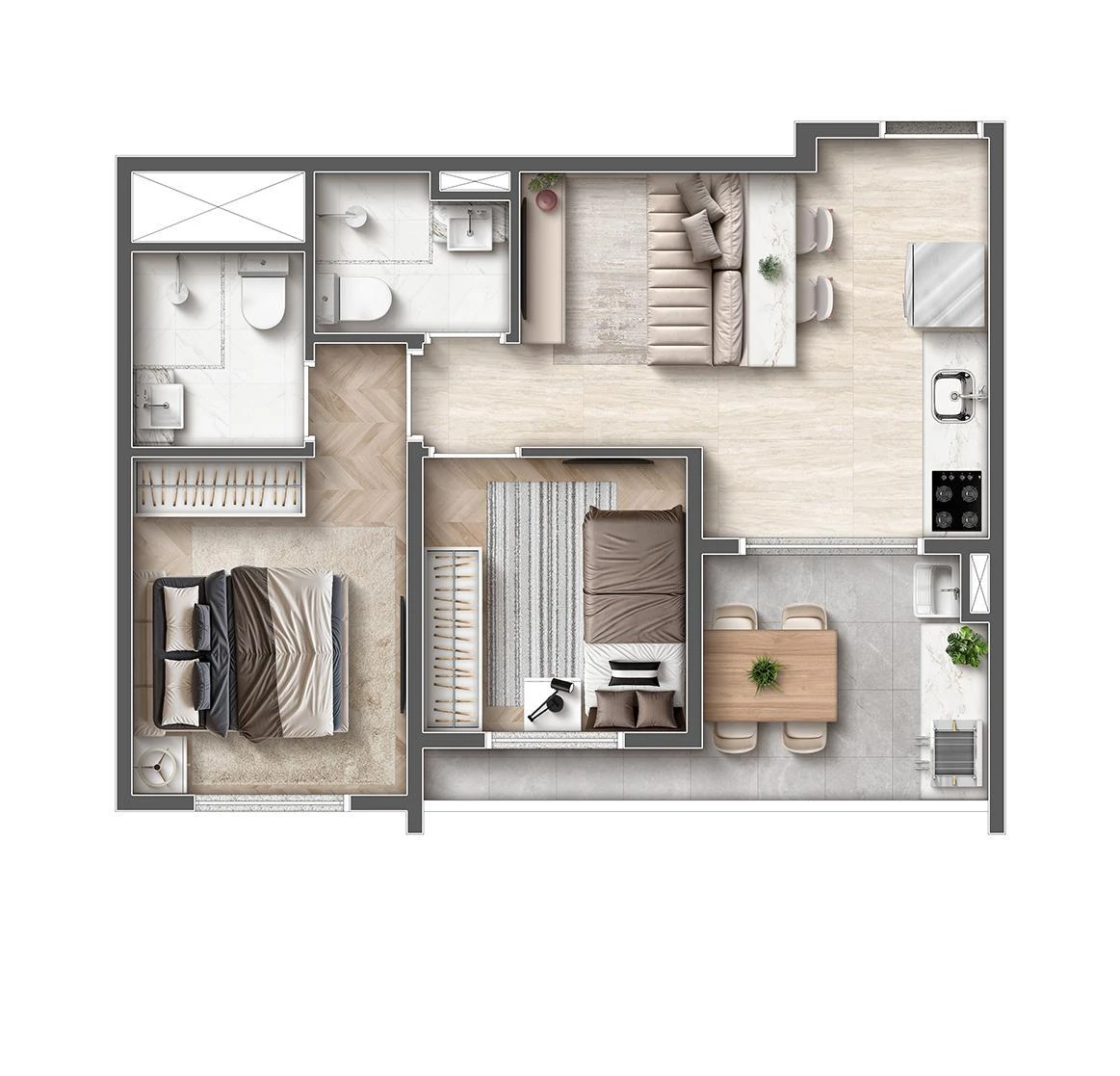 Planta de 2 Dormitórios 0